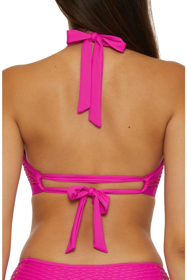 Castaway High Neck Bikini Top, Alternate, color, AZALEA