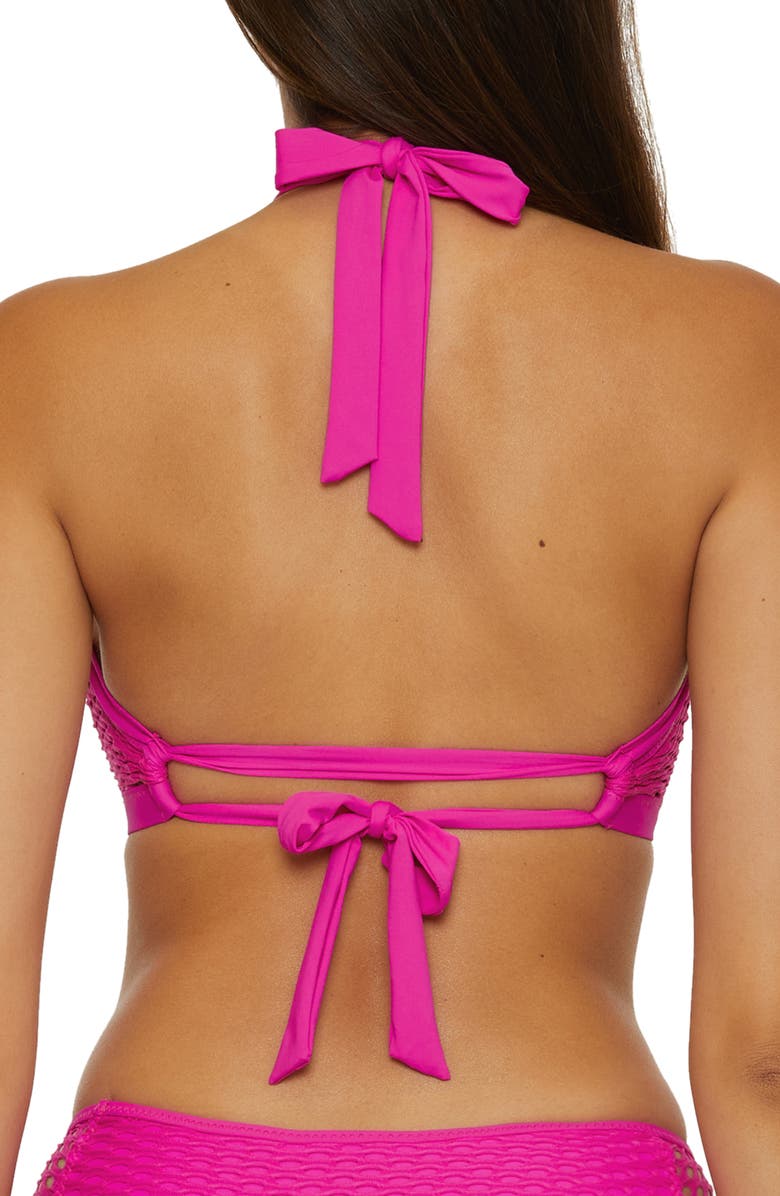 Becca Castaway High Neck Bikini Top, Alternate, color, Azalea