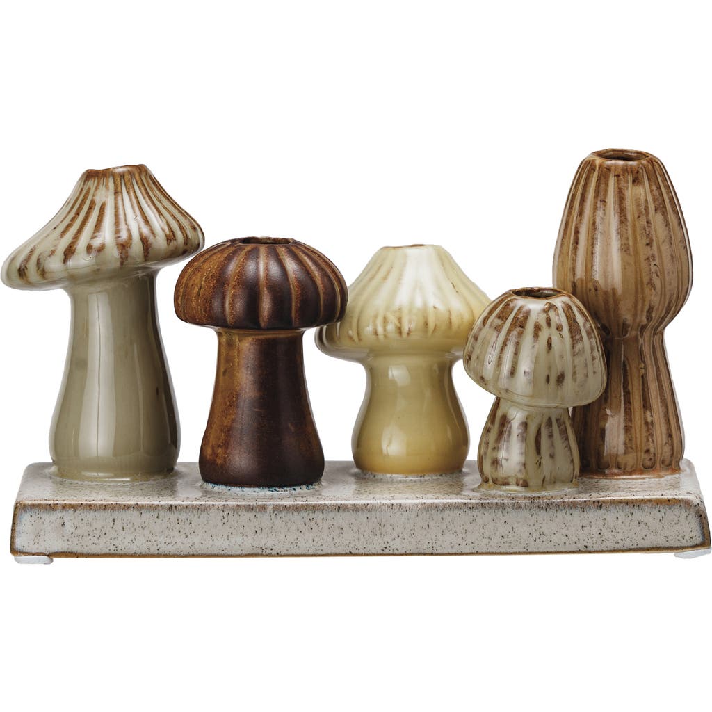 Storied Home Enchanted Garden Stoneware Mushroom Vase, Multicolor