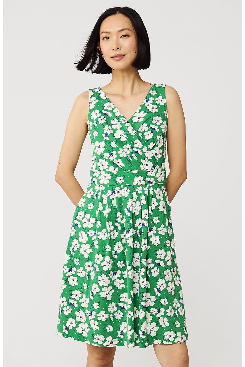 Cotton Modal Pleated Fit and Flare Dress, Main, color, Vibrant Clover Floral