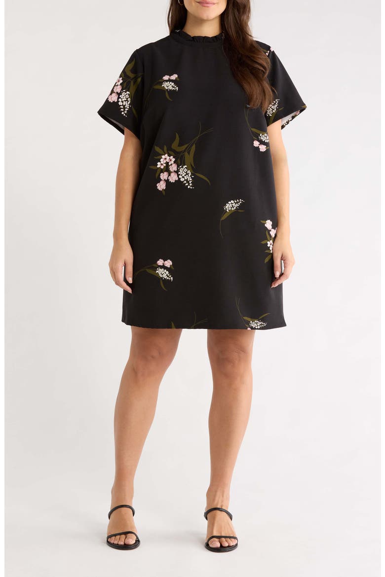 Rickie Floral Print Shift Minidress, Main, color, BLACK-MULTI
