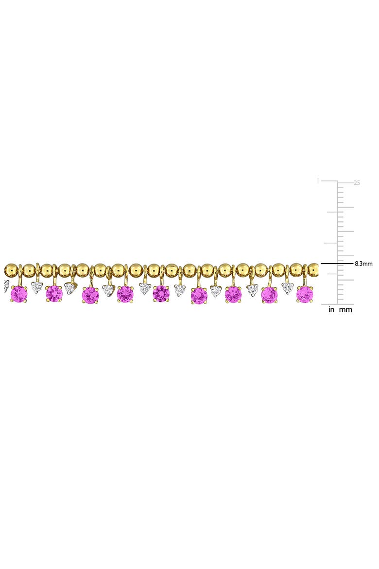 Lab Created Pink Sapphire & Lab Created White Sapphire Necklace, Alternate, color, PINK
