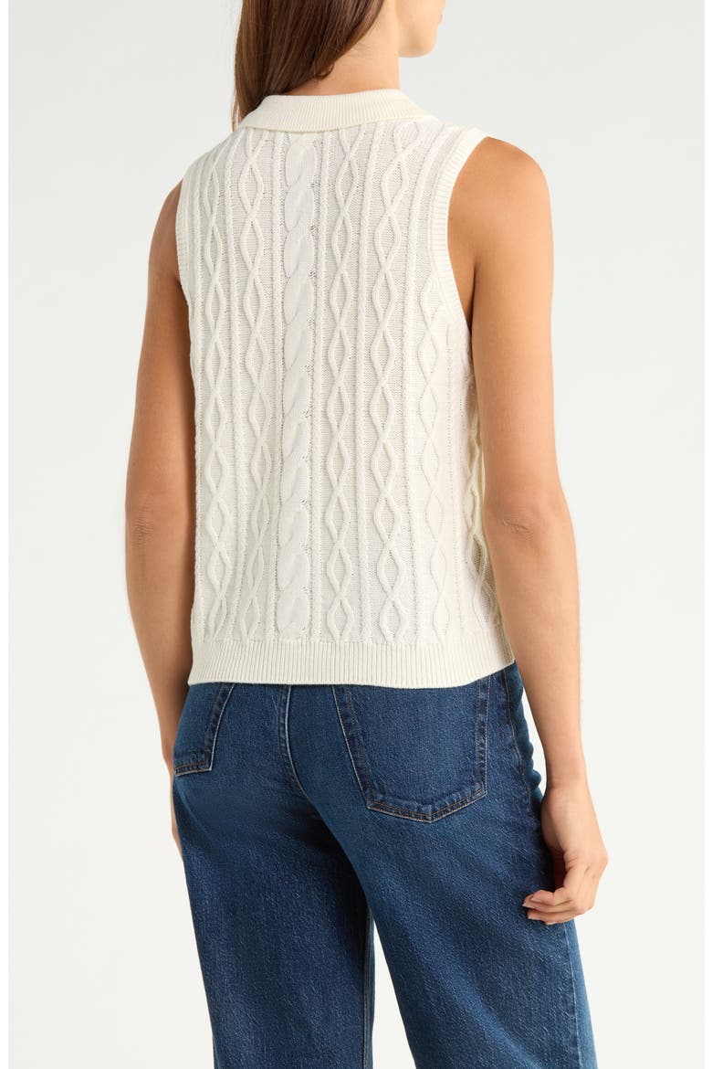 Cable Collar Sweater Vest, Alternate, color, NEW IVORY