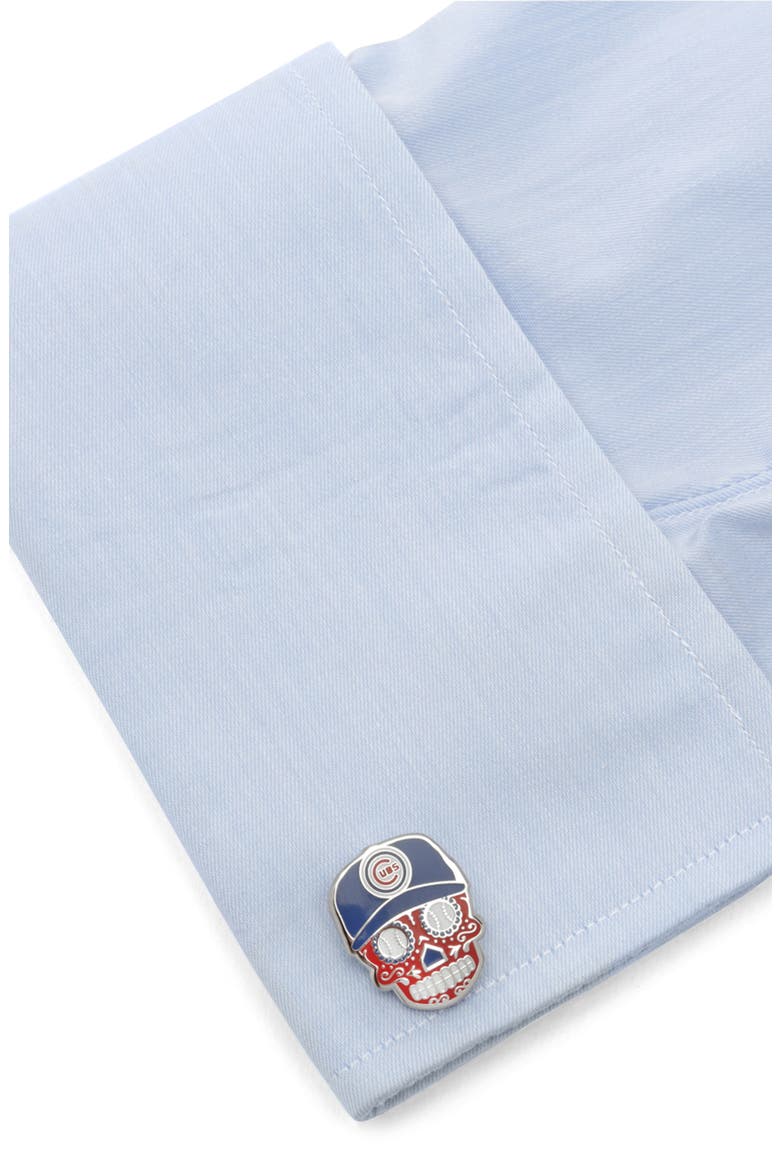 Chicago Cubs Sugar Skull Cuff Links, Alternate, color, RED