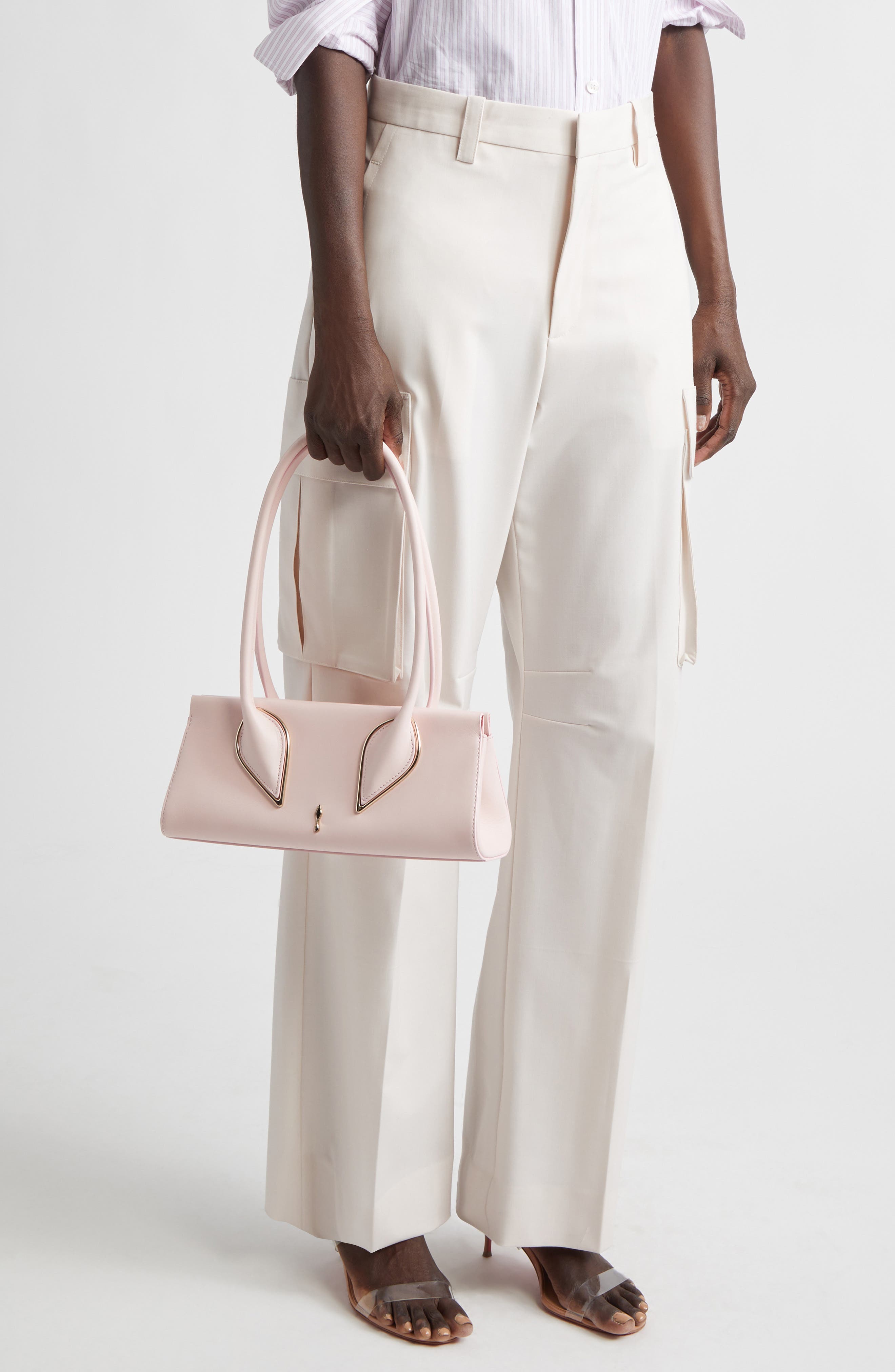 Calfskin Baguette Handbag, Alternate, color, P642 POUPEE