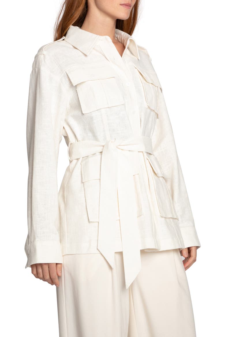Still Storm Belted Cotton & Linen Jacket, Alternate, color, CREAM