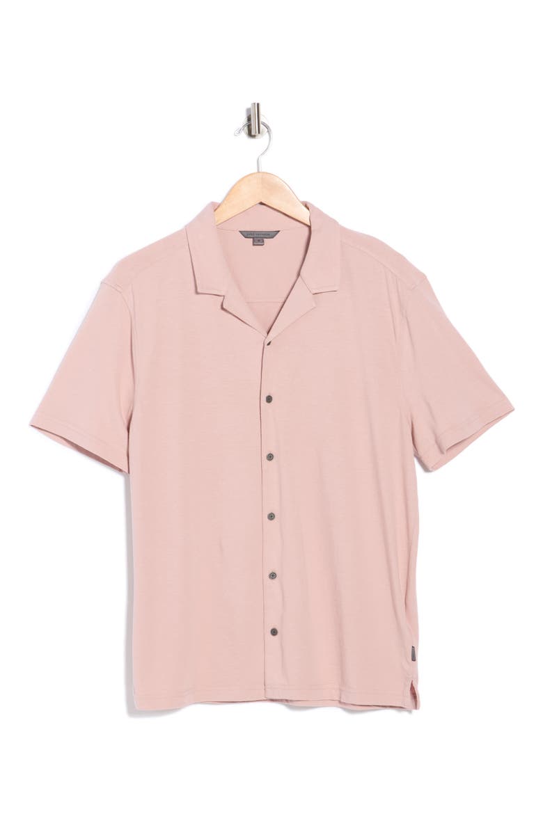 Brewer Cotton Camp Shirt, Alternate, color, PINK SAND