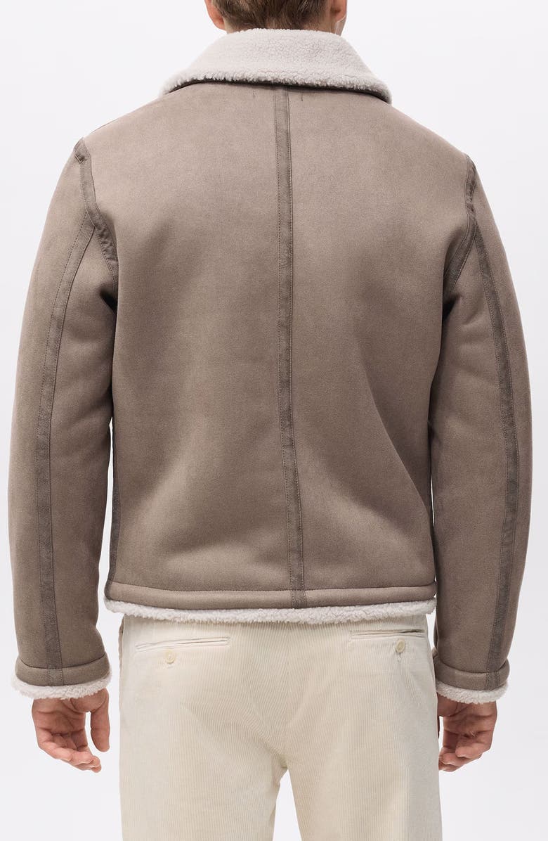 MANGO Faux Suede Jacket with Faux Shearling Lining, Alternate, color, 