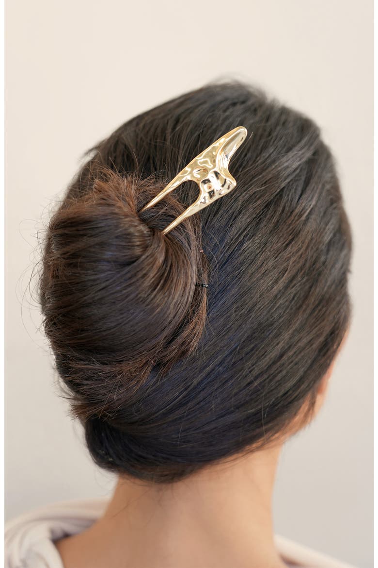 Number One Metal French Hair Pin, Alternate, color, GOLD