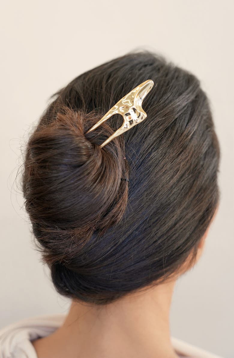 Ettika Number One Metal French Hair Pin, Alternate, color, Gold