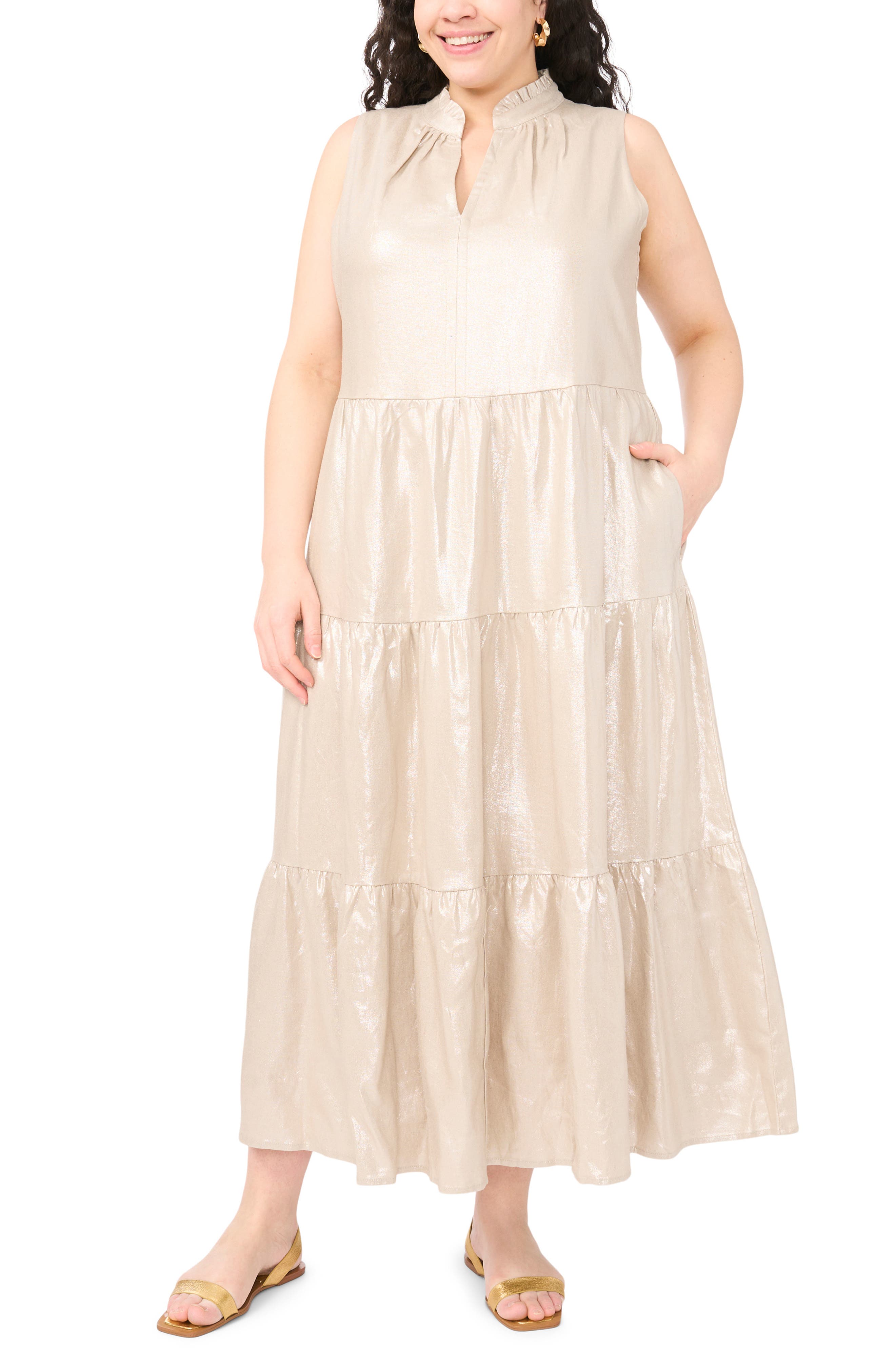 vince camuto linen dress Vince Camuto Women's Square-Neck Linen-Blend Dress
