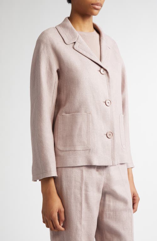Max Mara Nicole Linen Blend Crop Blazer In Pink