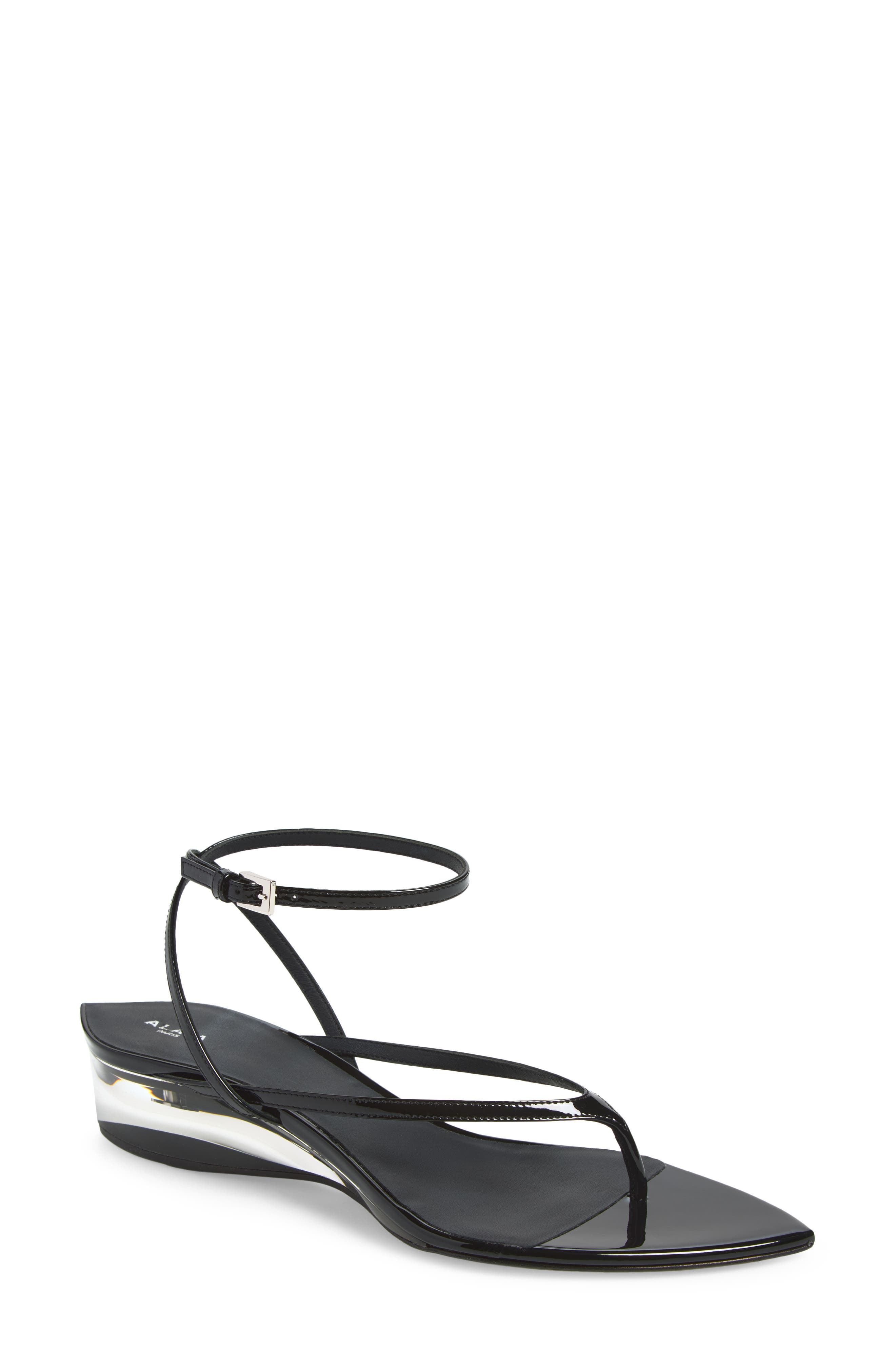 Invisible Wedge Ankle Strap Sandal, Main, color, NOIR