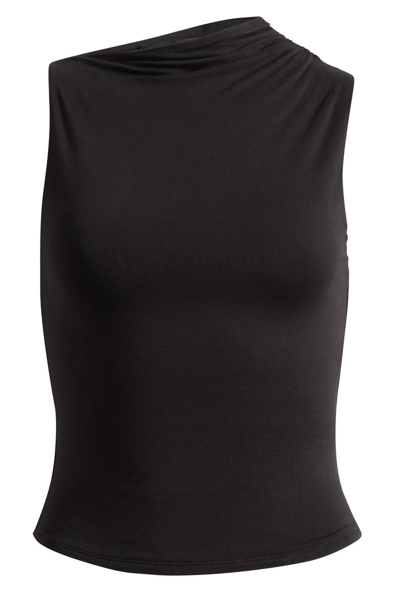Smooth Asymmetric Neck Sleeveless Top, Alternate, color, BLACK
