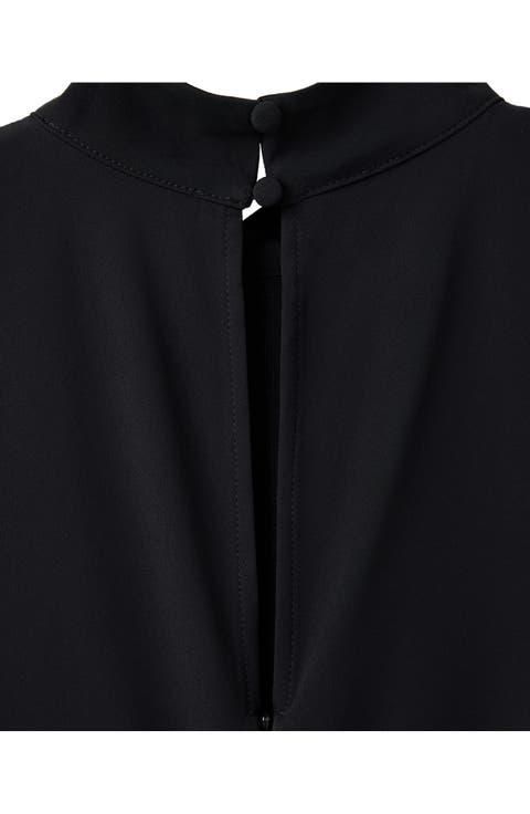 Gathered Mock Neck Midi Dress