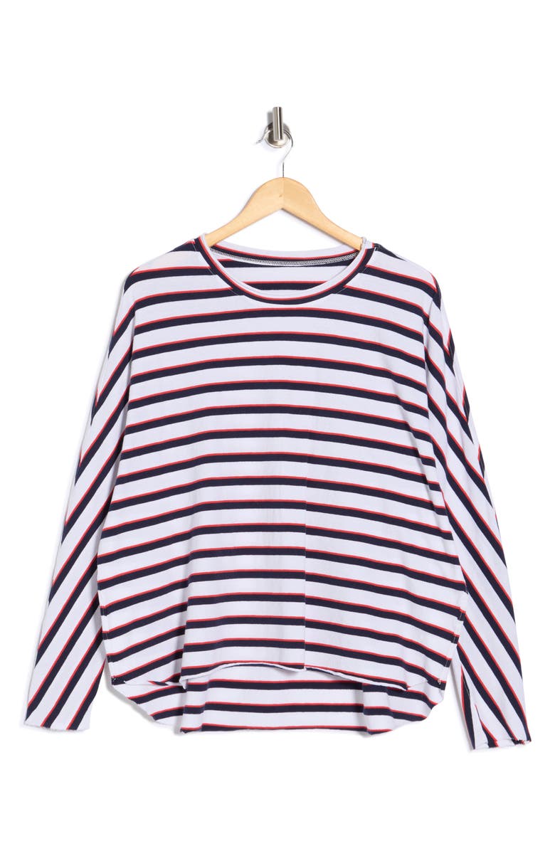 Frank & Eileen Anna Long Sleeve Capelet Sweatshirt, Alternate, color, Red Navy / White