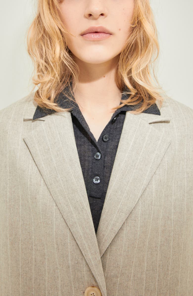 MANGO Pinstripe Wool Blend Coat, Alternate, color, 