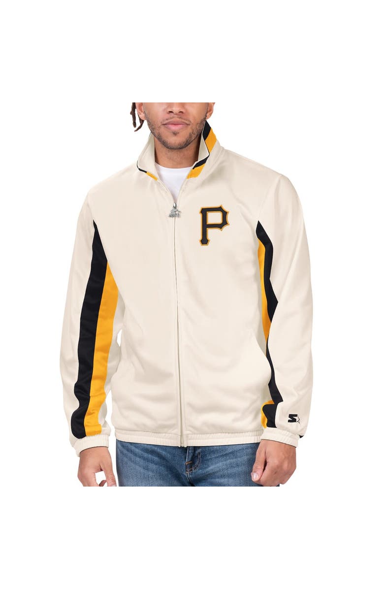 STARTER Men's Starter Cream Pittsburgh Pirates Rebound Cooperstown Collection Full-Zip Track Jacket, Main, color,