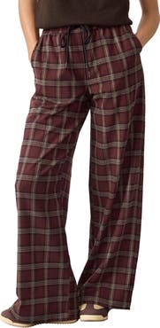 NEXT Check Plaid Wide Leg Drawstring Pants