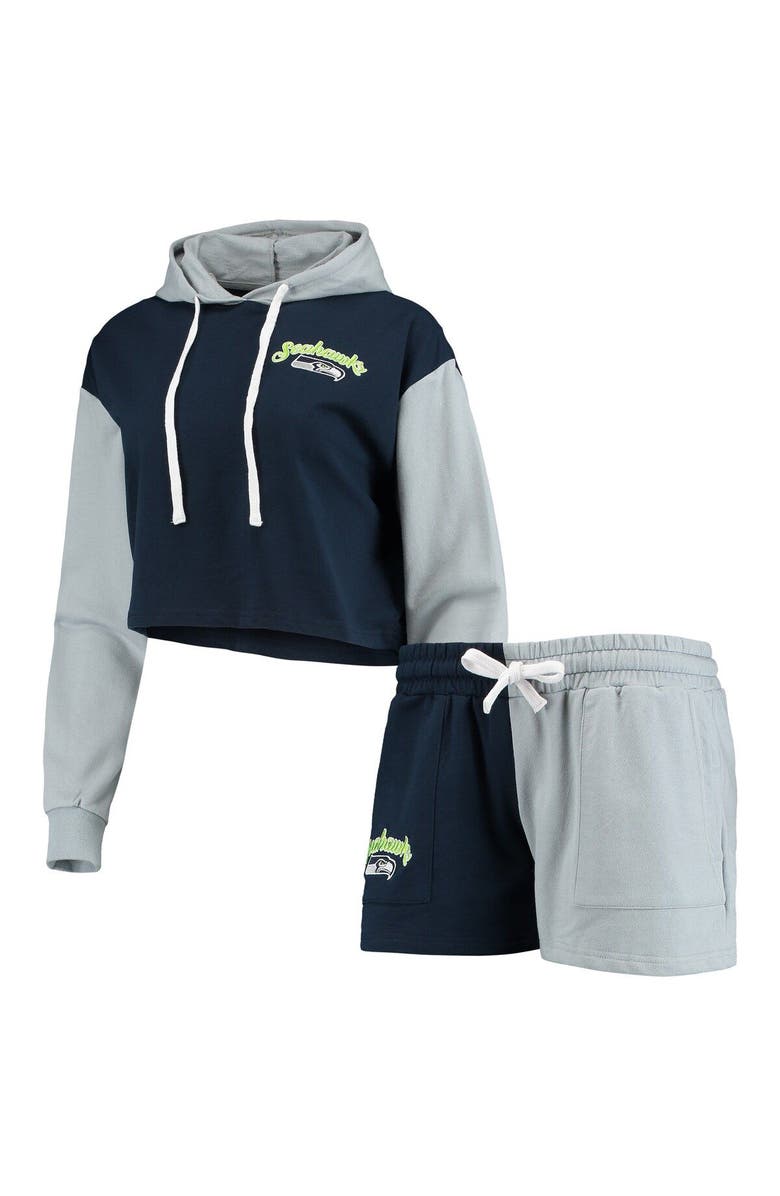 FOCO Women's FOCO College Navy/Neon Green Seattle Seahawks Color-Block Lounge Set, Main, color,
