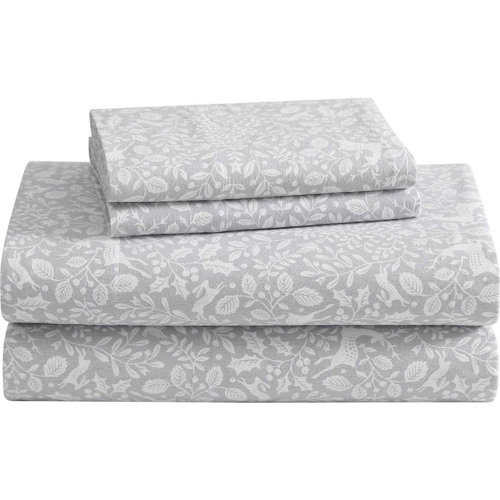 Laura Ashley Deer Dance Cotton Flannel Sheet Set In Grey