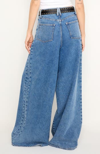 Paneled Baggy Wide Leg Jeans