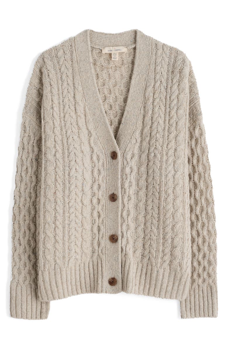 Seasalt Cornwall Newlyn Merino Wool Blend Cardigan, Alternate, color, Knit Melange Aran