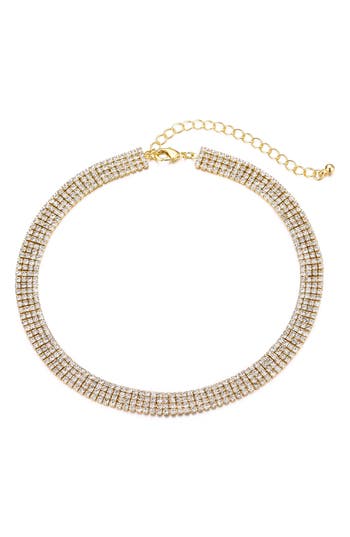 Adornia 14k Gold Plated Adjustable Crystal Choker Necklace