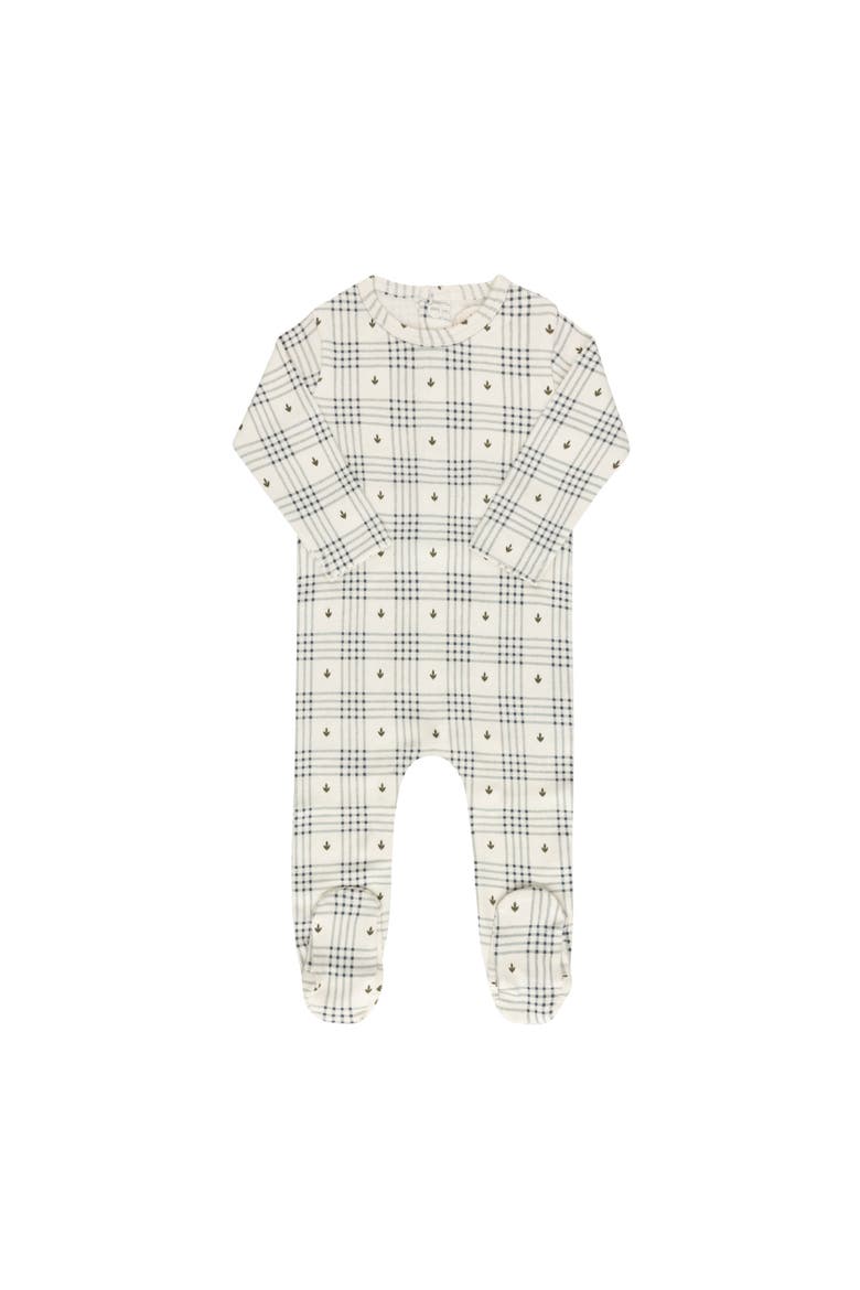 Cotton Floral Plaid Collection - Footie, Main, color, Ivory/Blue