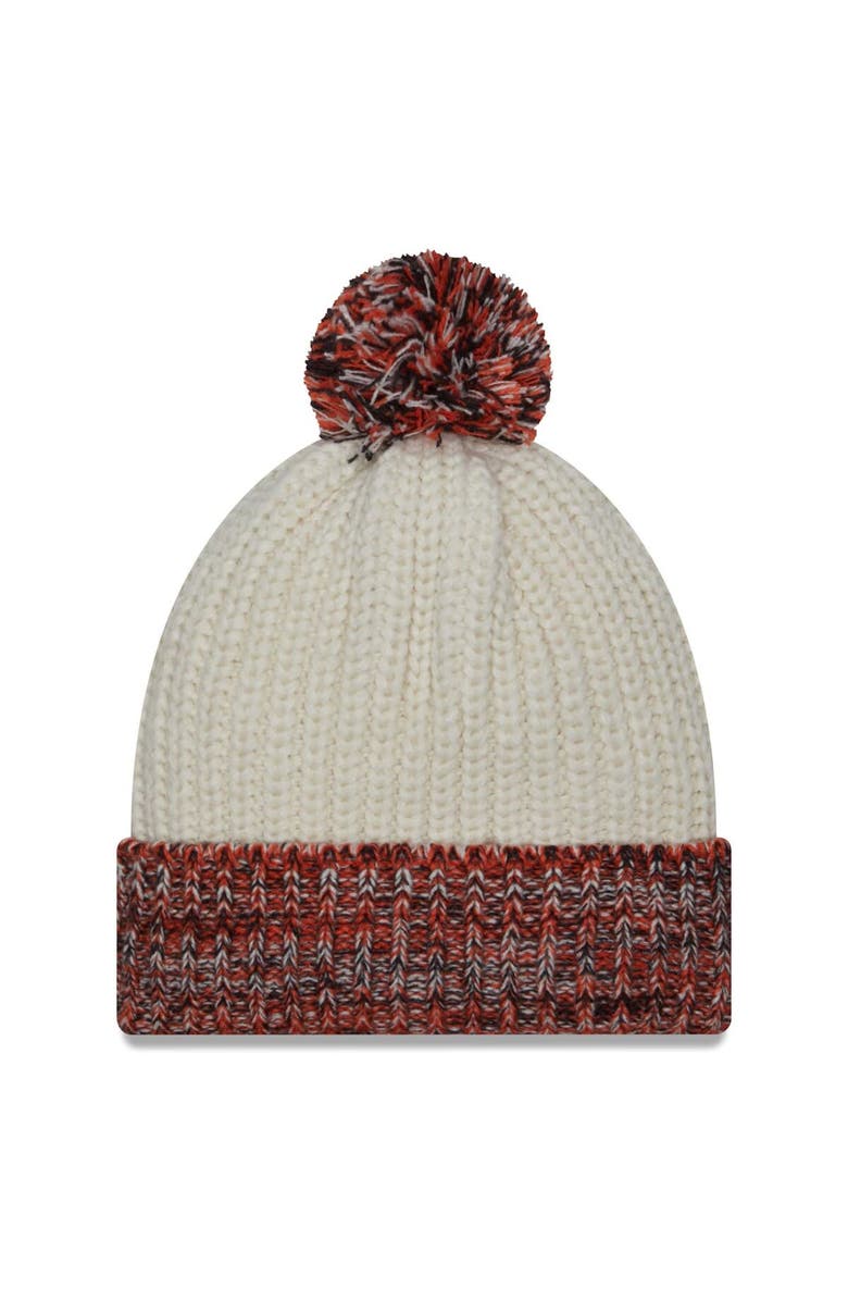 New Era Women's New Era Cream Auburn Tigers Fresh Cuffed Knit Hat with Pom, Alternate, color,