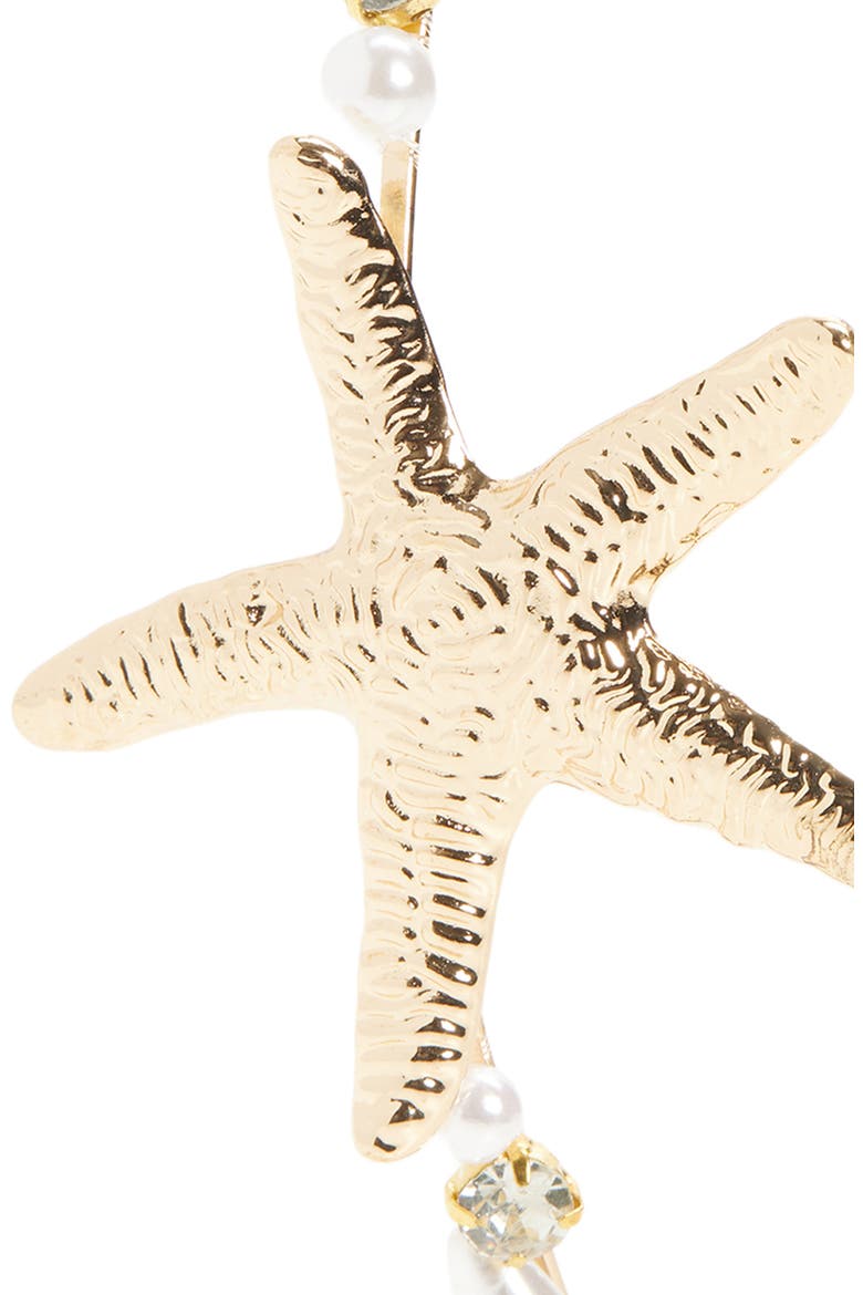 Kids' Faux Pearl & Starfish Headband, Alternate, color, GOLD