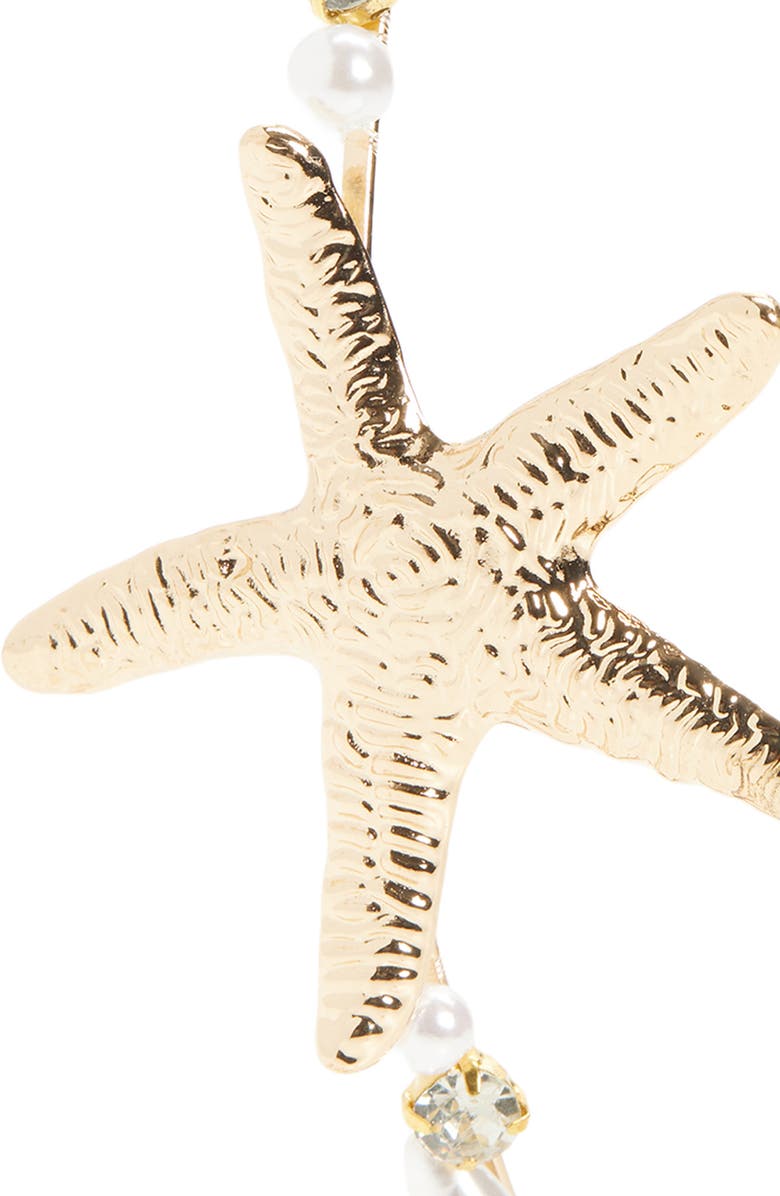 Cara Kids' Faux Pearl & Starfish Headband, Alternate, color, Gold