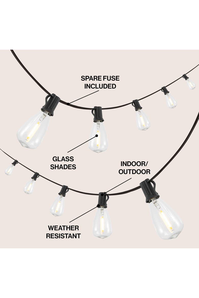 10-Light Indoor/Outdoor Rustic Industrial Incandescent C7 Half-Chrome Bulb String Lights, Alternate, color, Black