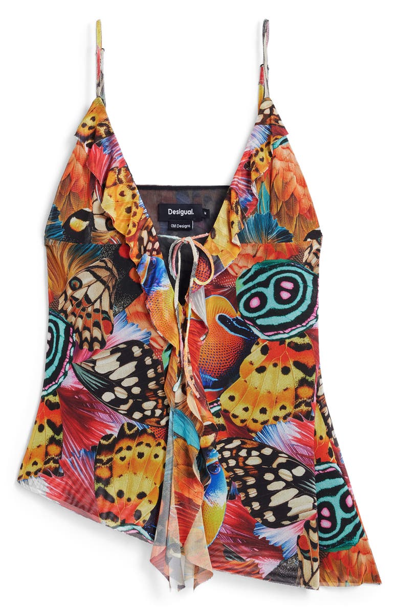 Desigual Ruffle Camisole, Alternate, color, Black