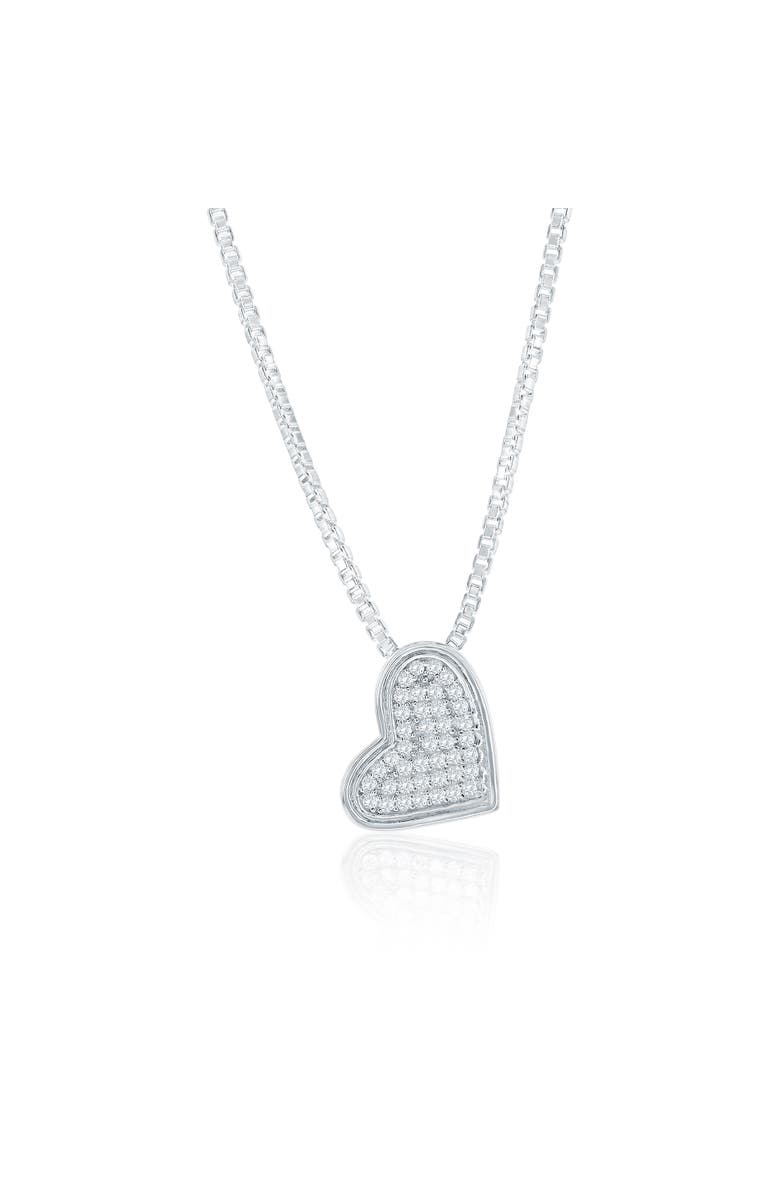 Donatello Gian Crystal Heart Necklace, Main, color, Silver
