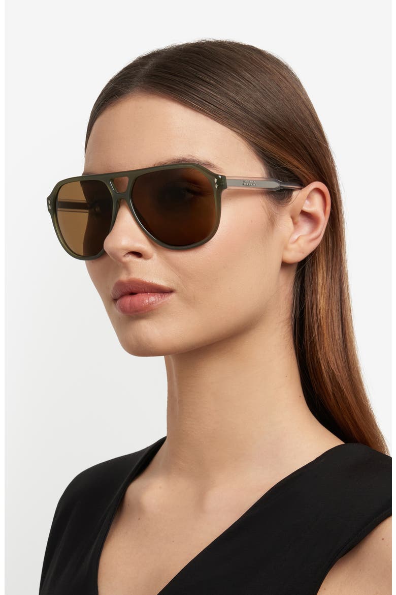 60mm Pilot Sunglasses, Alternate, color, KHAKI/ D2