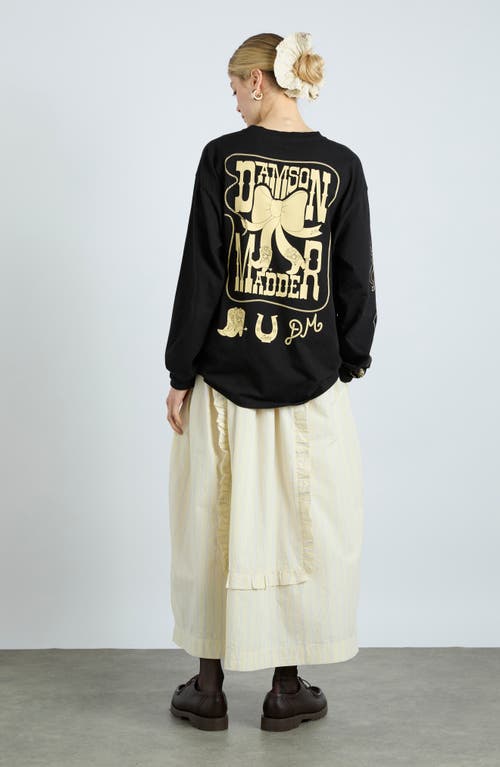 DAMSON MADDER DAMSON MADDER COW BOW LONG SLEEVE ORGANIC COTTON GRAPHIC T-SHIRT