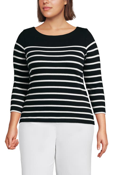 Plus Size Mariner Jersey Boatneck Top