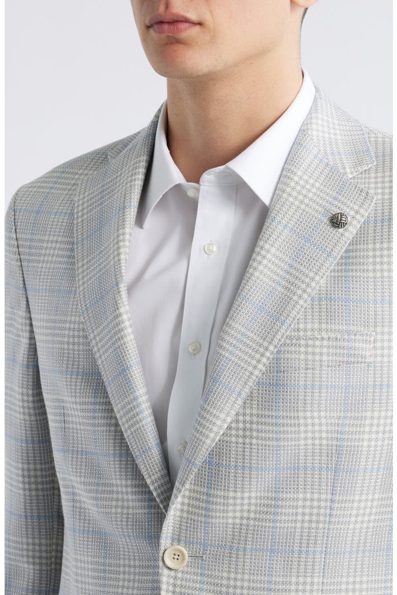 Midland Deco Plaid Wool & Silk Blend Sport Coat, Alternate, color, LIGHT GREY