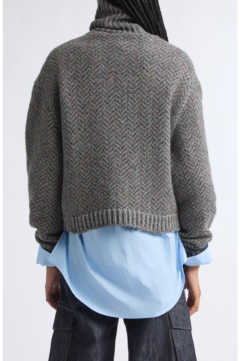 Courtney Cashmere Herringbone Tweed Turtleneck Sweater, Alternate, color, CHARCOAL MULTI