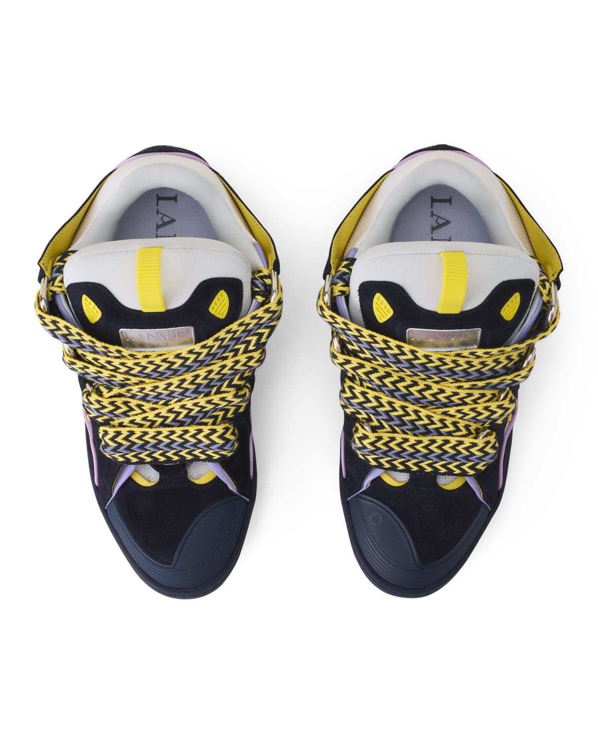 Lanvin Curb Leather Sneakers, Alternate, color, Navy Blue/Light Purple