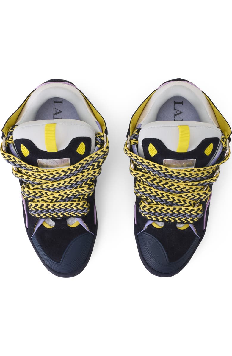 Lanvin Curb Leather Sneakers, Alternate, color, Navy Blue/Light Purple