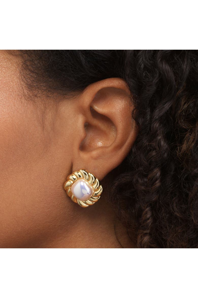 Jumbo Pearl Twist Stud Earrings, Alternate, color, Pearl