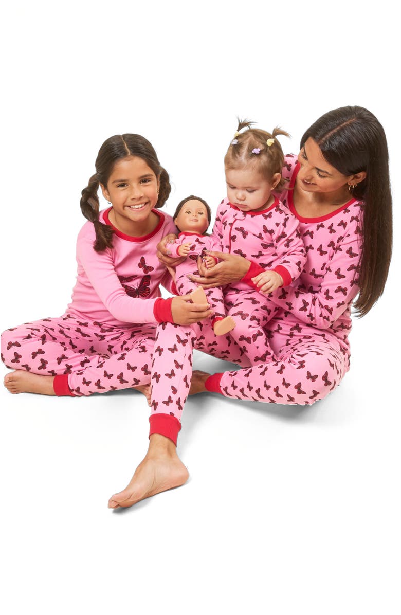 Leveret Footed Cotton Matching Family Pajamas, Nature & Water Prints, Alternate, color, Butterfly