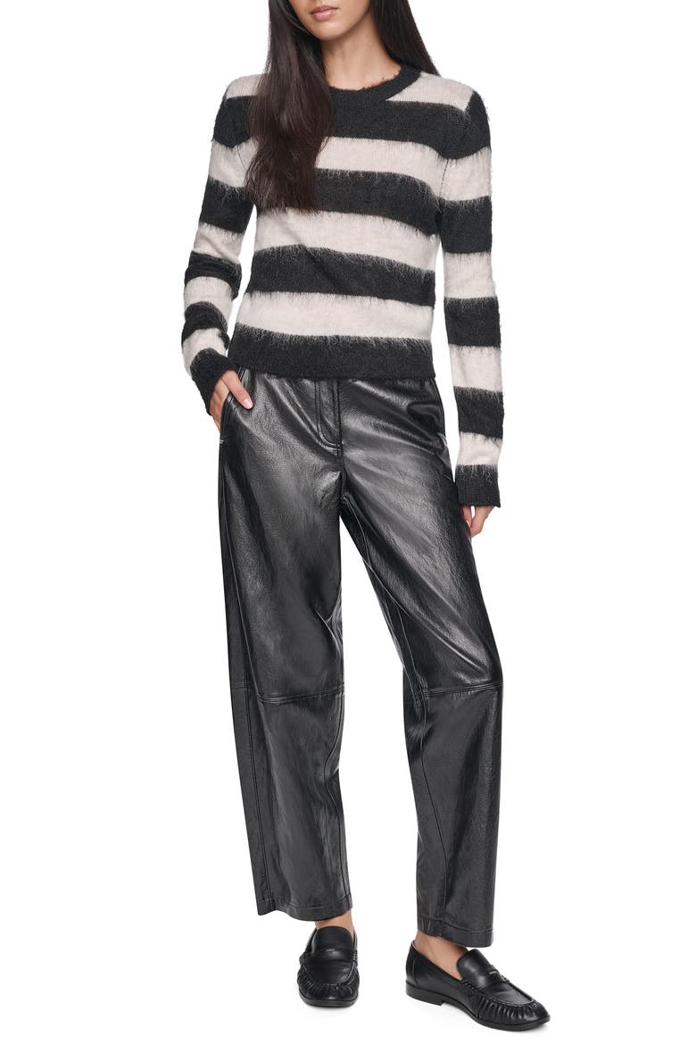 Bar Stripe Crewneck Sweater, Alternate, color, BLACK/ IVORY