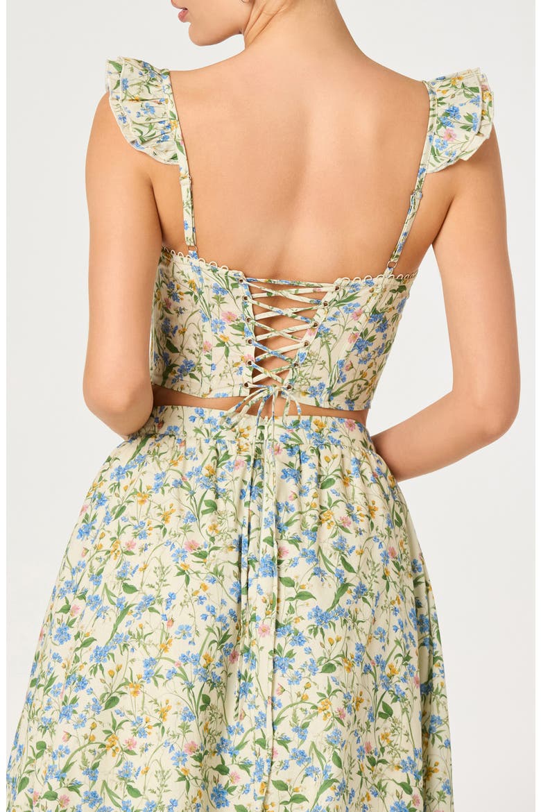 Wedelia Floral Lace-Up Crop Top, Alternate, color, BLUE GREEN MULTI FLORAL