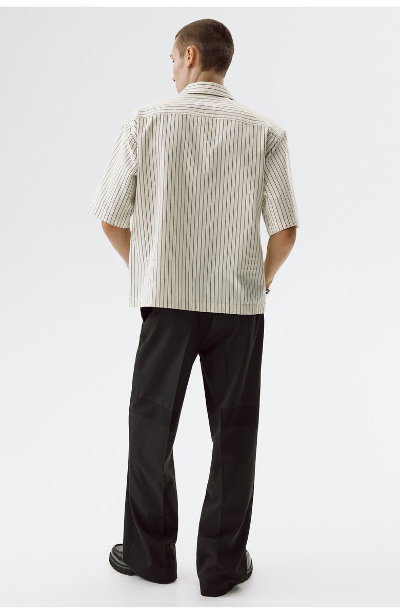 H&M Relaxed Fit Zip-top Twill Shirt, Alternate, color, Cream/Striped