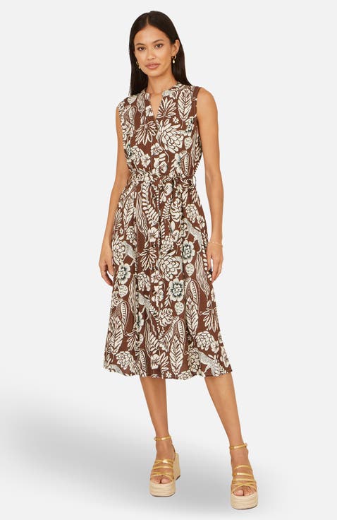 Leaf Print Shirt Dress