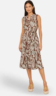 Yumi Leaf Print Shirt Dress