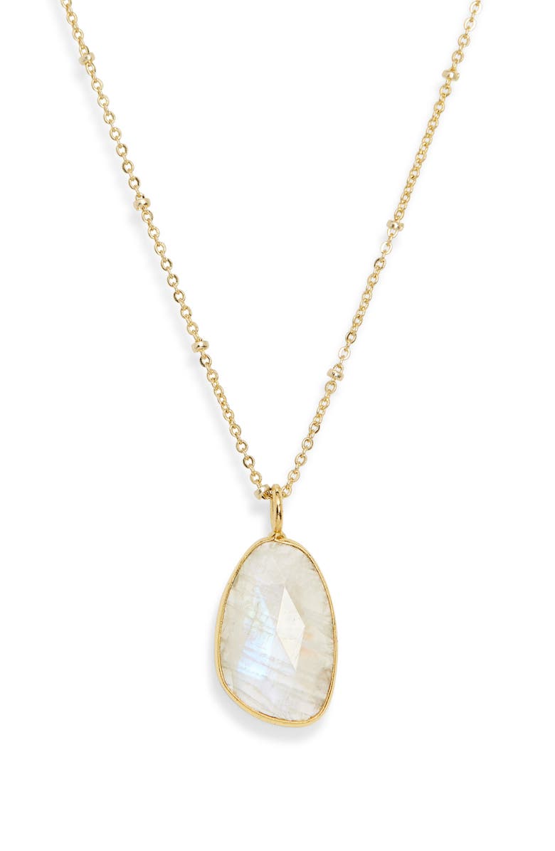 Kiara by Ki-Ele Savannah Moonstone Pendant Necklace, Main, color, Gold